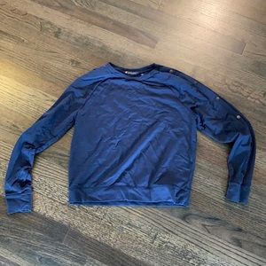 Athleta Navy Blue Long Sleeve Shirt Small S EUC Button Sleeve